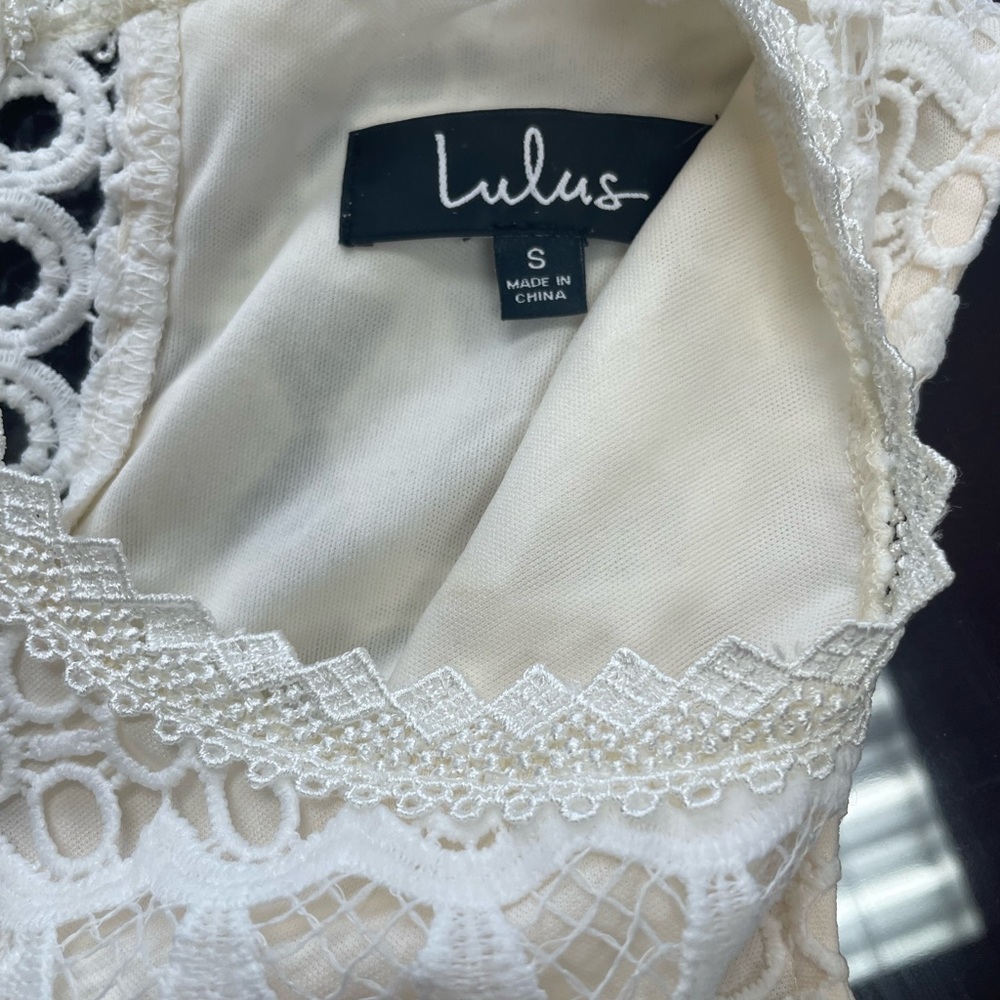 Lulus Kenna White Crochet Lace Sleeveless Bodycon Dress Size Small - Picture 5 of 5